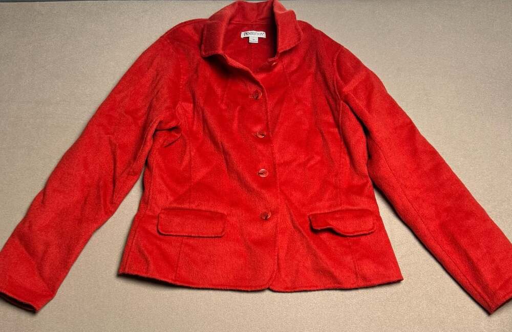 Pendleton Blazer Size M Red Merino Wool Button Up Jacket